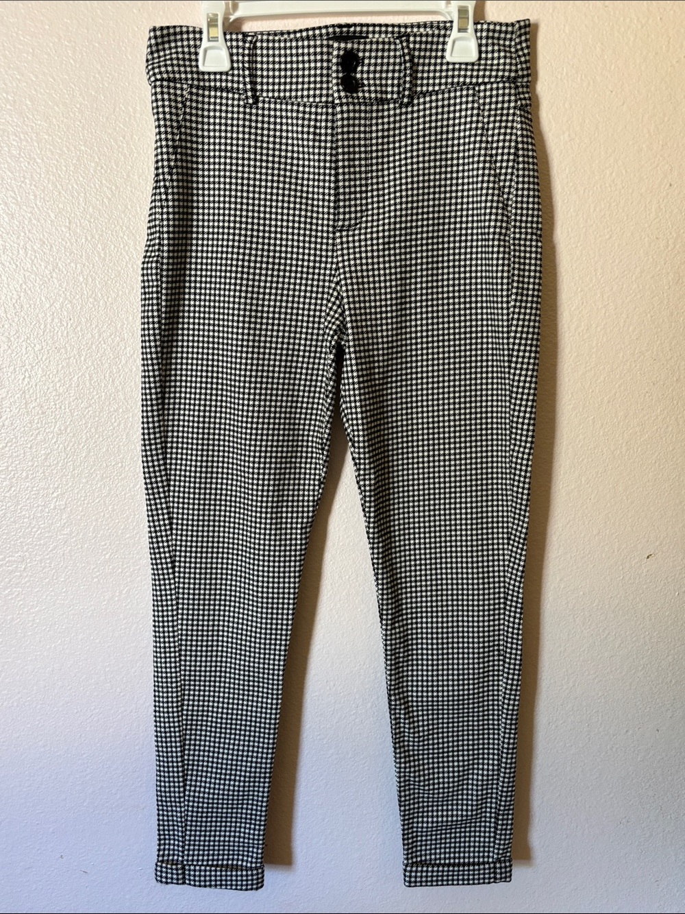 Womans Black and White Gingham Pants, Size S